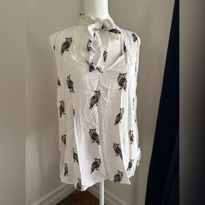 Bass White Owl Print Women's Blouse
